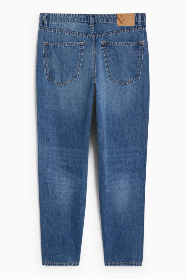 Men - Relaxed tapered jeans with linen content - blue