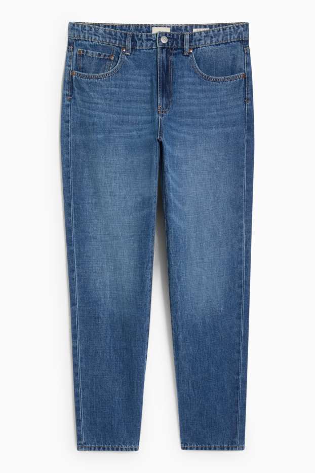 Men - Relaxed tapered jeans with linen content - blue