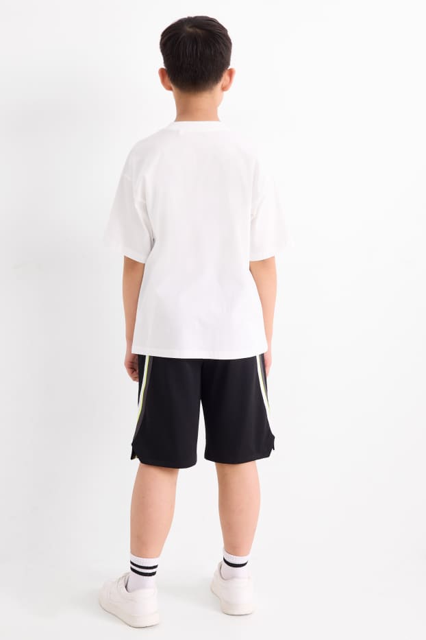 Bambini - BMX - set - t-shirt e shorts - 2 pezzi - bianco / nero