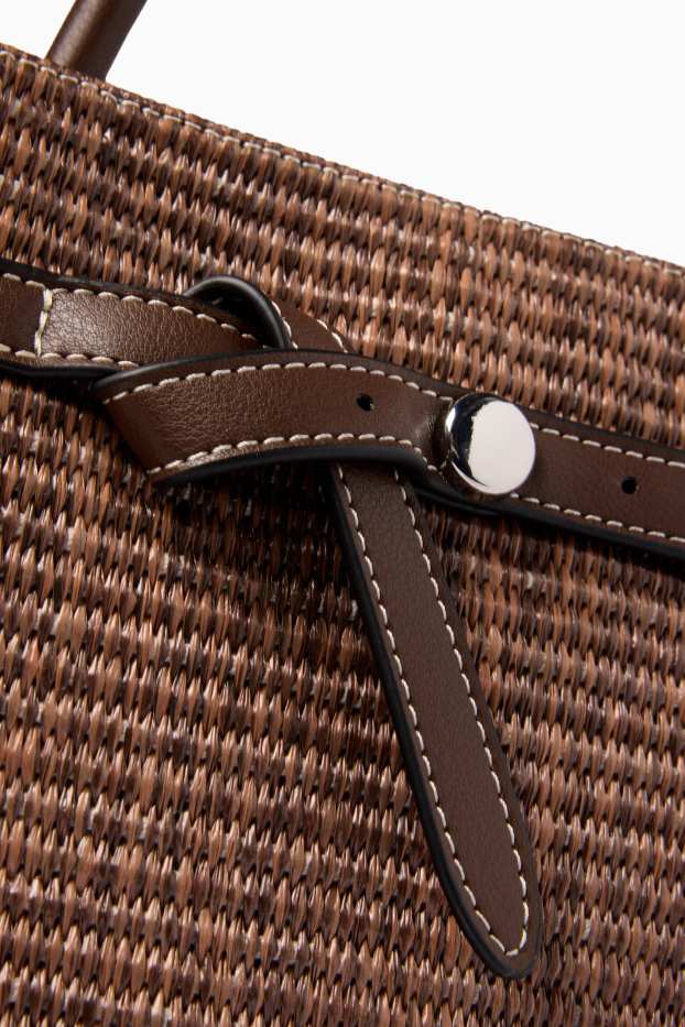 Women - Bast crossbody bag with detachable bag strap - dark brown