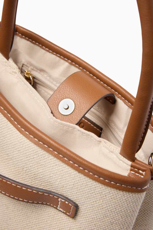 Donna - Shopper piccola con spallaccio removibile - beige