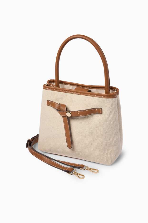 Donna - Shopper piccola con spallaccio removibile - beige