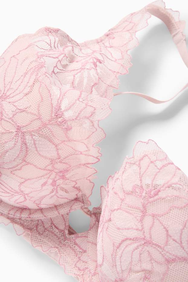 Dames - BH met beugels - PLUNGE - voorgevormd - roze