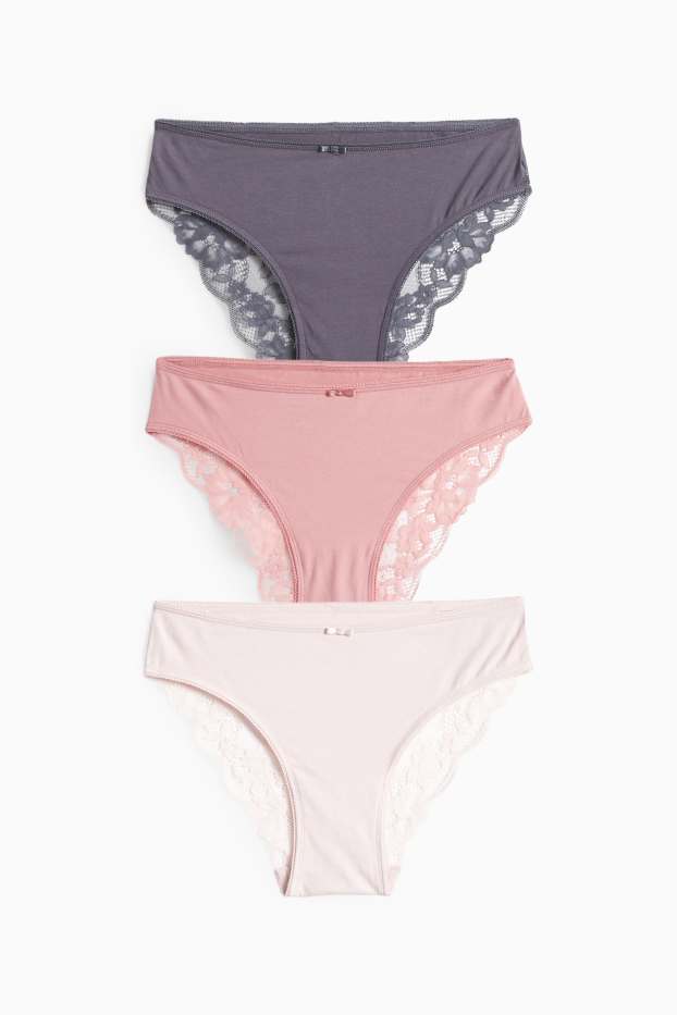 Femmes - Lot de 3 - culottes - rose