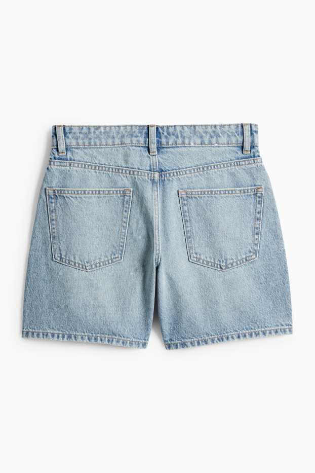 Women - Denim Bermuda shorts - mid-rise waist - light blue