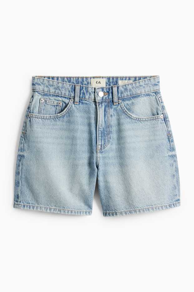 Women - Denim Bermuda shorts - mid-rise waist - light blue