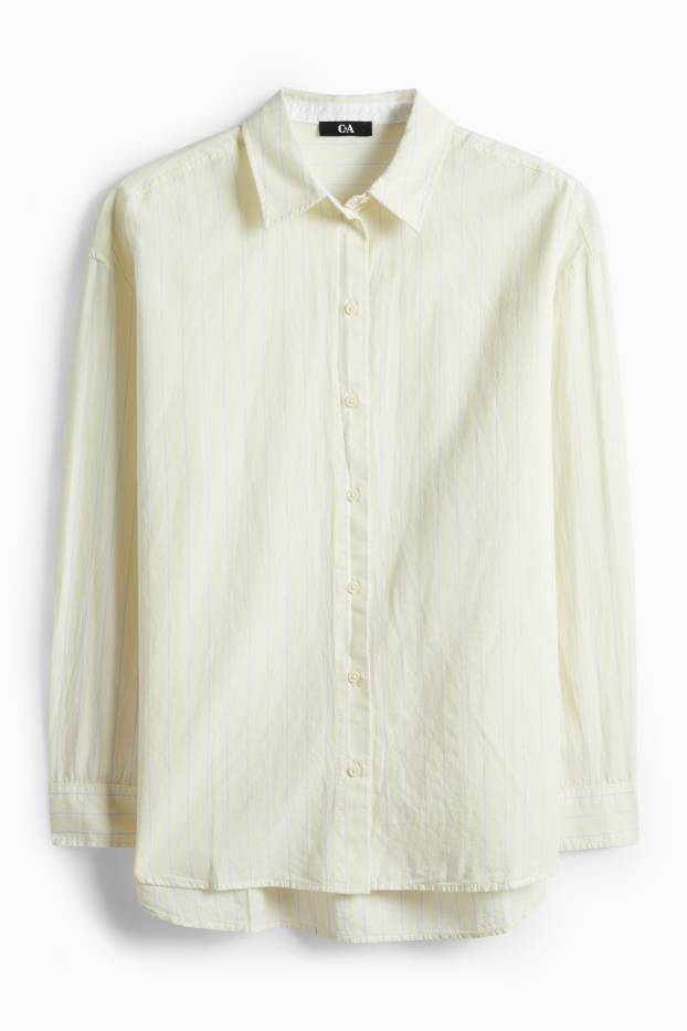 Women - Shirt blouse - striped - light yellow