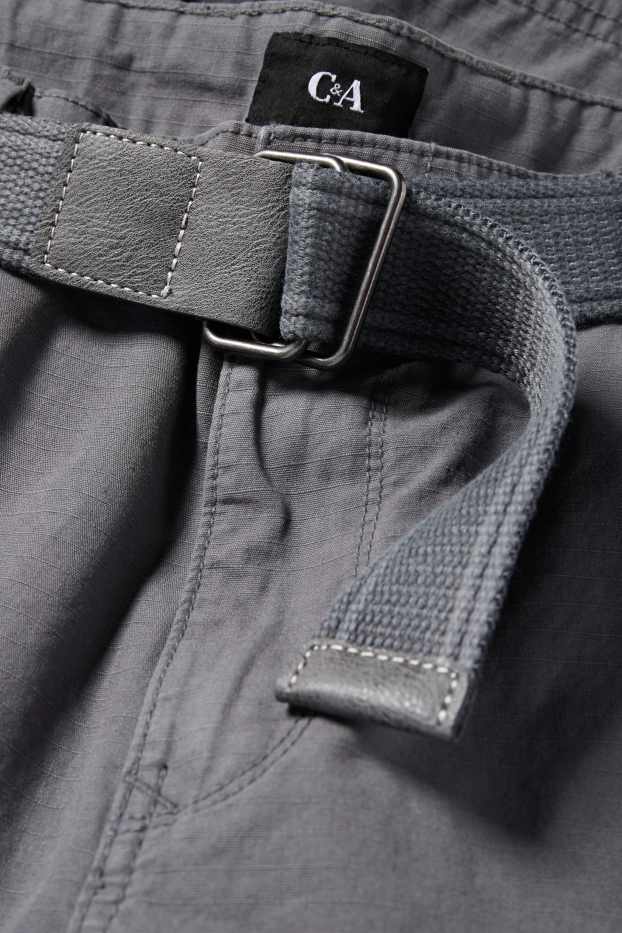 Men - Cargo shorts with belt - gray
