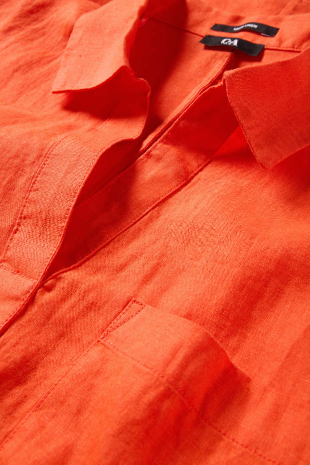 Dámské - Lněné šaty - straight fit - oranžová