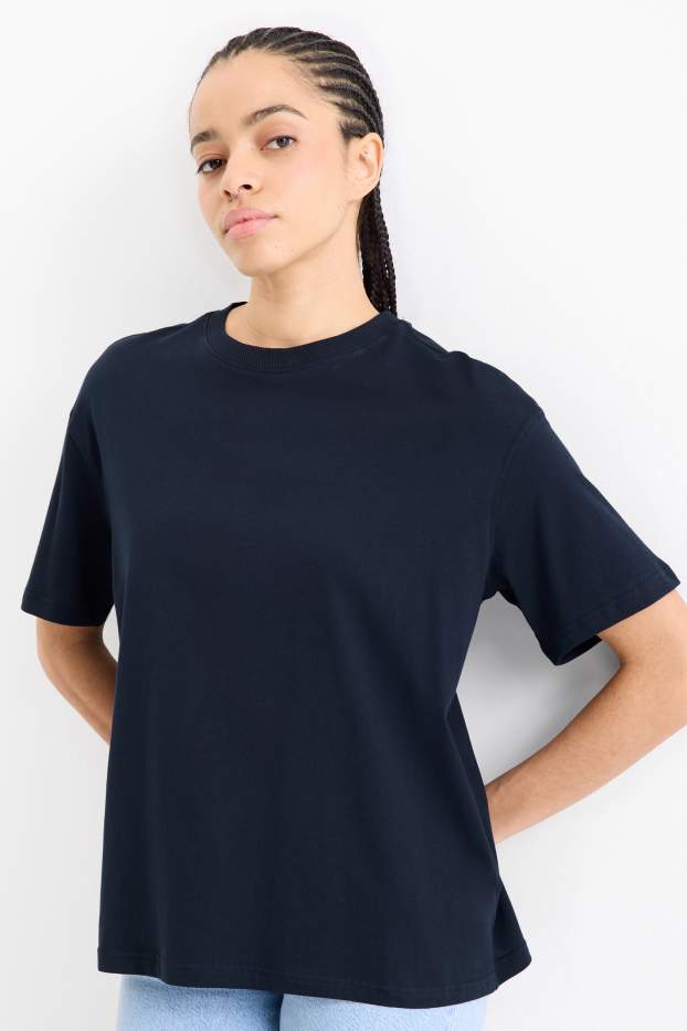 Women - T-shirt - oversized - dark blue