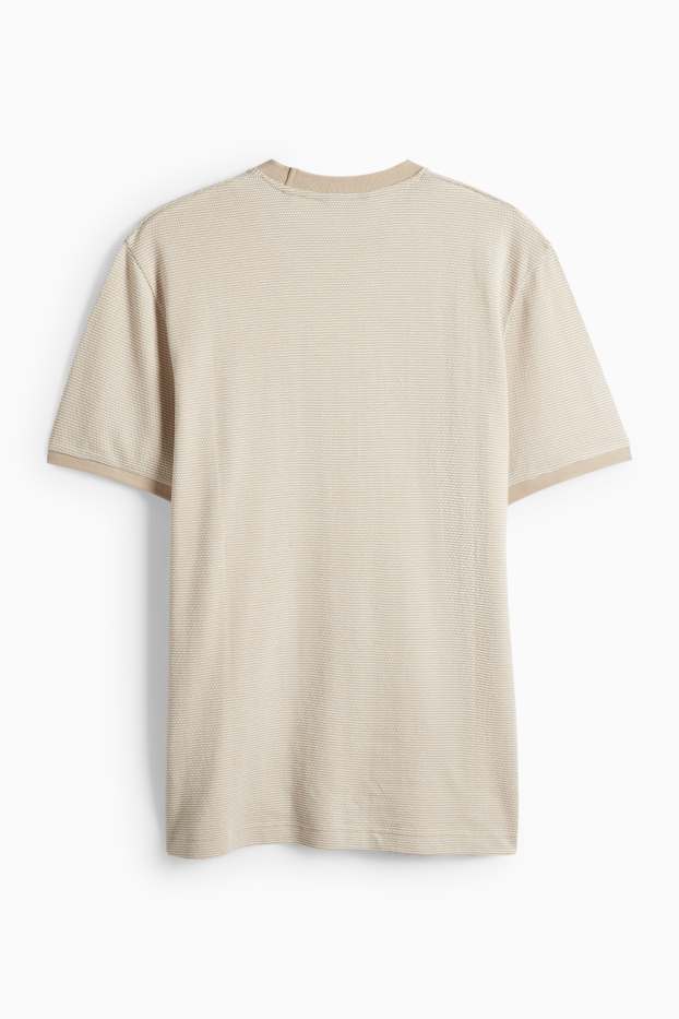 Herren - T-Shirt - Regular Fit - strukturiert - beige