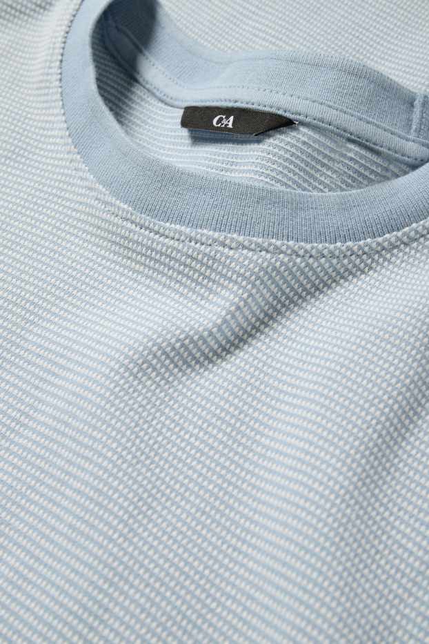 Heren - T-shirt - regular fit - met structuur - lichtblauw