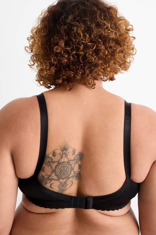 Dámské - Zmenšující podprsenka bez kostic - lesklý design - černá