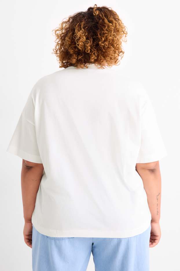 Damen - T-Shirt - Regular Fit - Glanz-Effekt - weiss