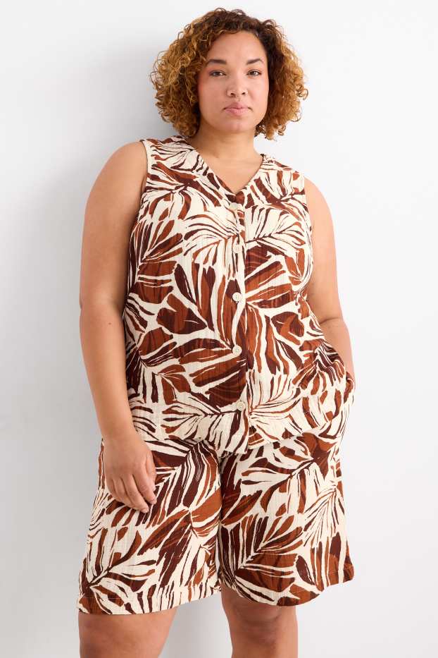 Damen - Weste - gemustert - beige / braun