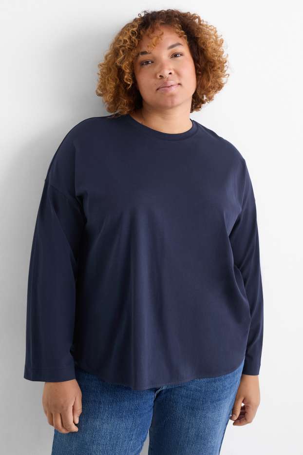 Damen - Langarmshirt - Relaxed Fit - dunkelblau
