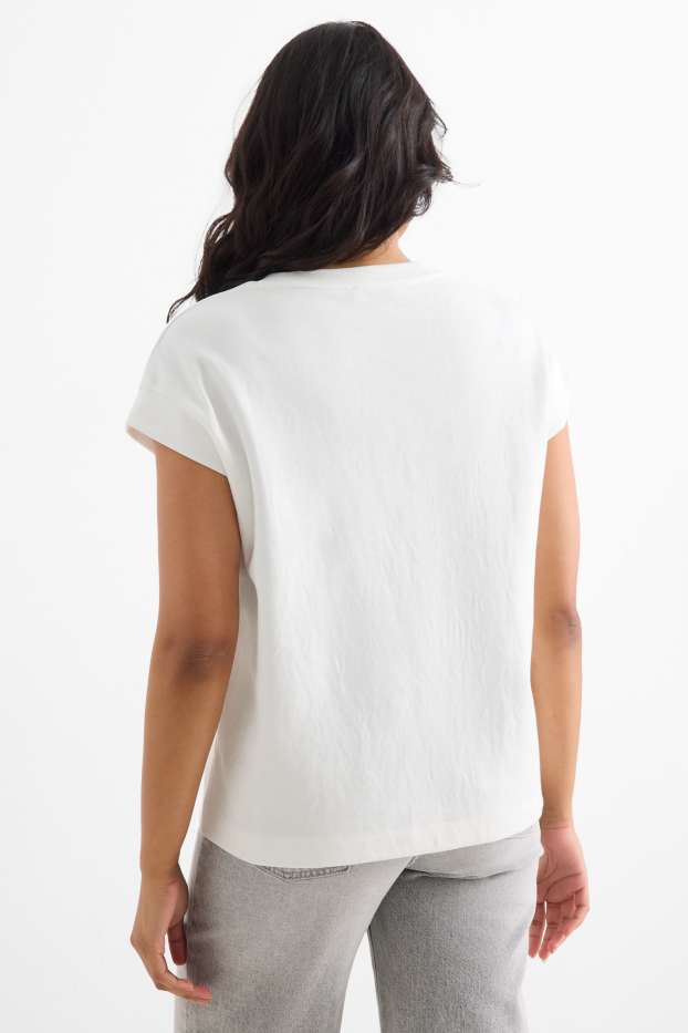 Dámské - Tričko - regular fit - krémově bílá