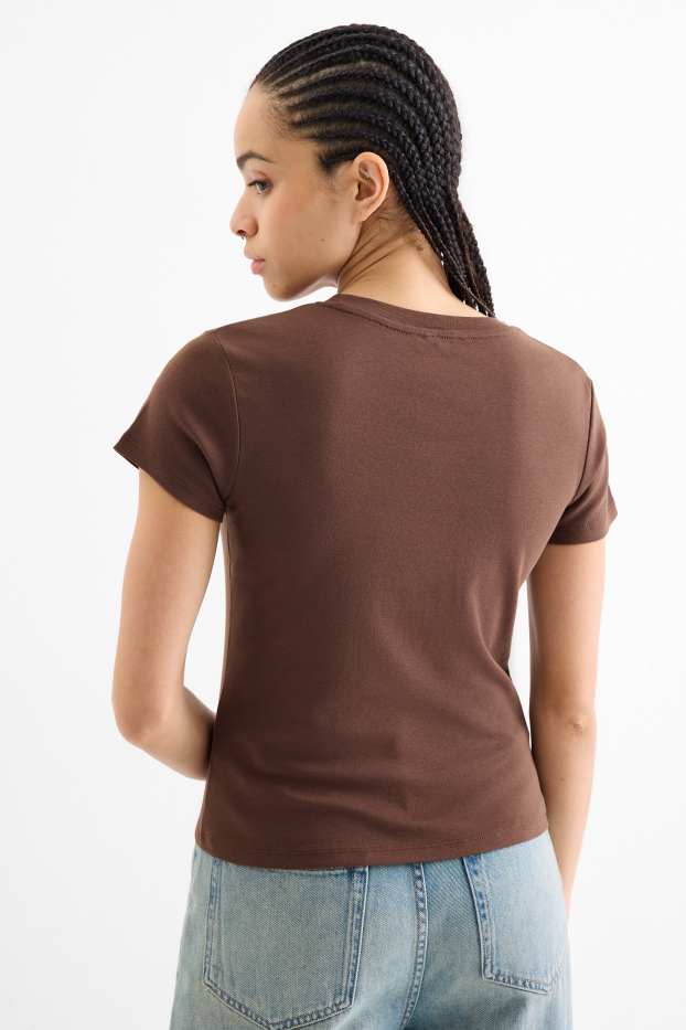 Donna - T-shirt - oversize - marrone scuro