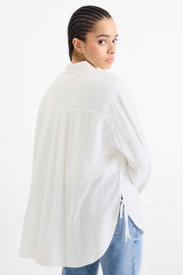 Femmes - Chemisier contenant du lin - blanc