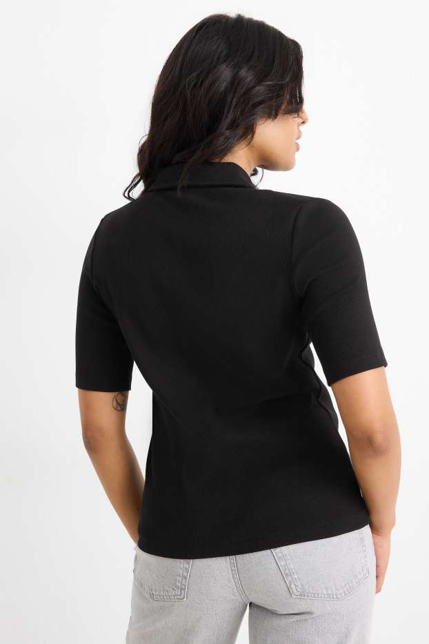 Dona - Polo - regular fit - de ratlles - negre