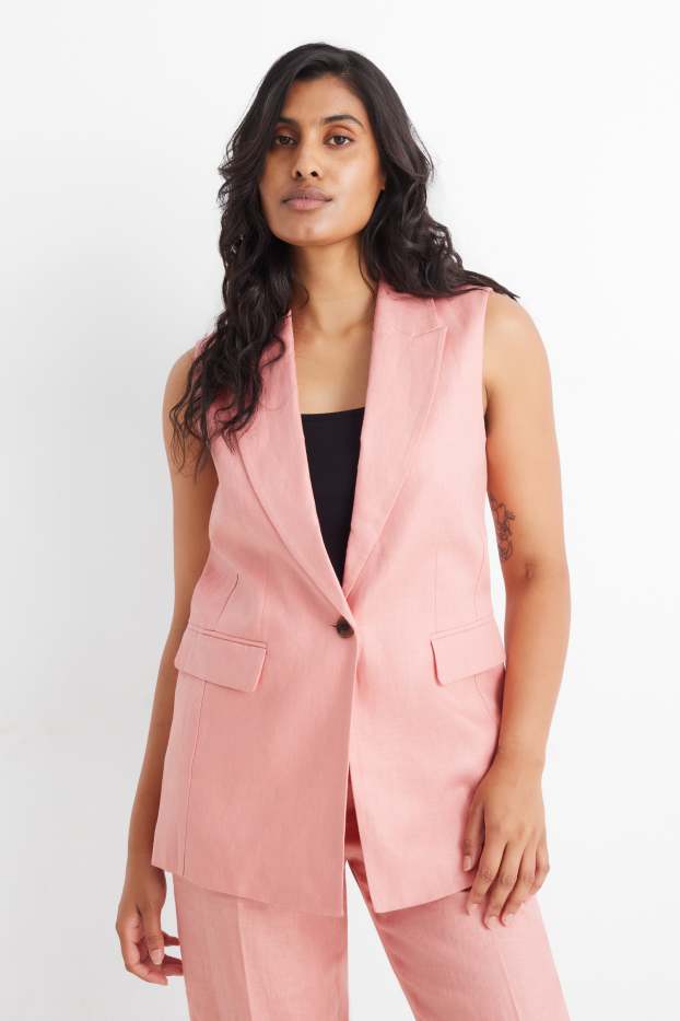 Donna - Gilè business di lino - regular fit - rosa
