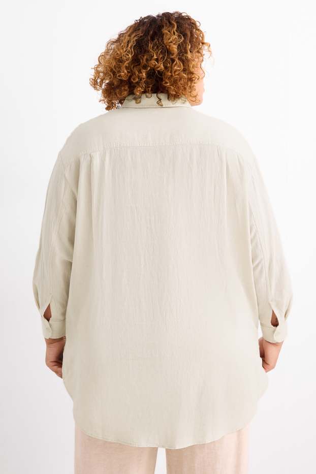 Dona - Camisa brusa - mescla de lli - beix