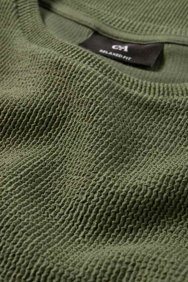 Heren - T-shirt - relaxed fit - met structuur - groen