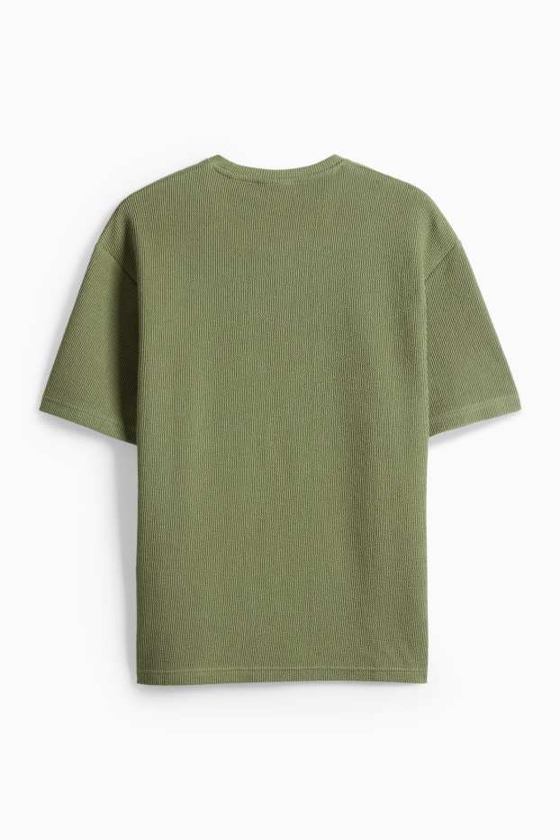 Heren - T-shirt - relaxed fit - met structuur - groen