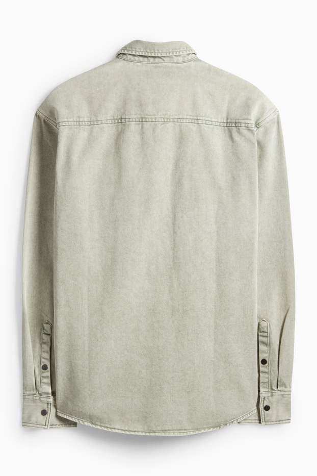 Heren - Spijkerblouse - relaxed fit - kent - lichtgroen