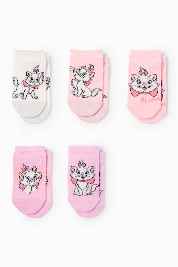 Enfants filles - Lot de 5 paires - Aristochats - socquettes de sport à motif - rose