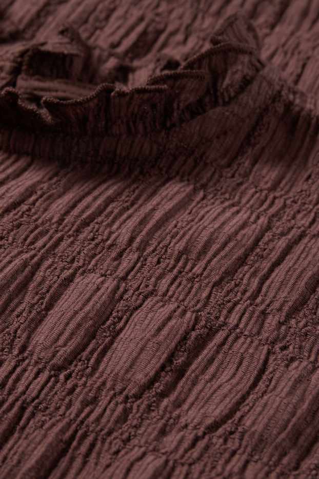 Damen - T-Shirt - Regular Fit - gesmokt - braun