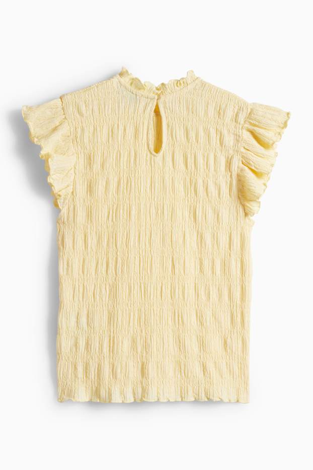 Donna - T-shirt - regular fit - arricciata - giallo