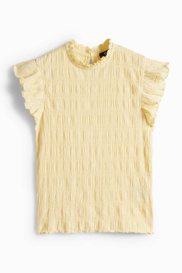 Donna - T-shirt - regular fit - arricciata - giallo