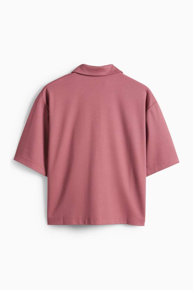 Femmes - Polo - relaxed fit - rose foncé