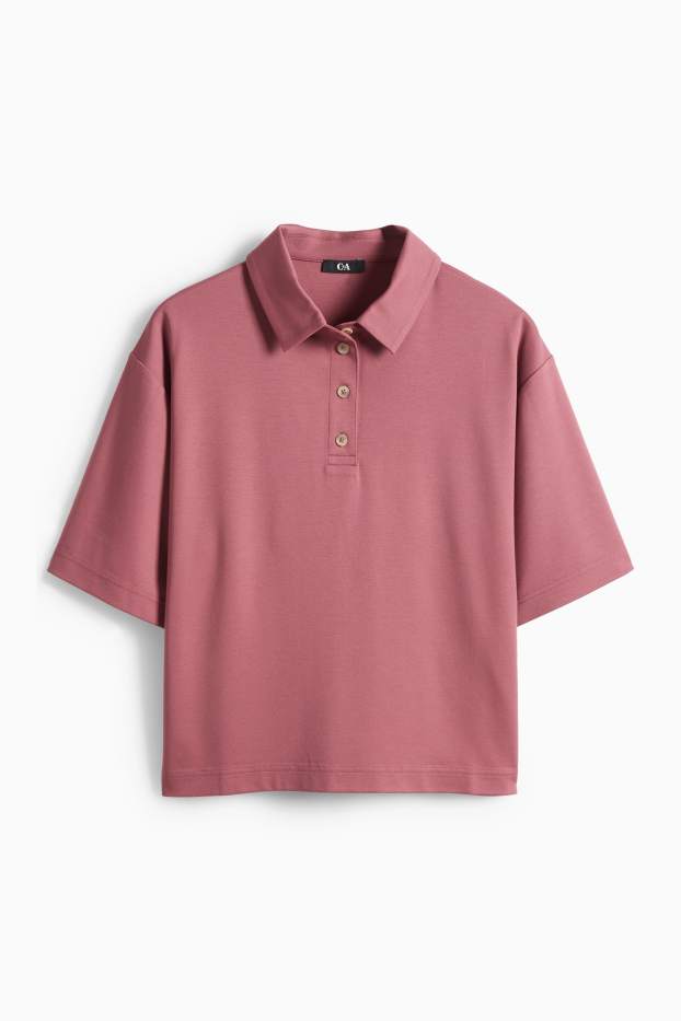 Femmes - Polo - relaxed fit - rose foncé