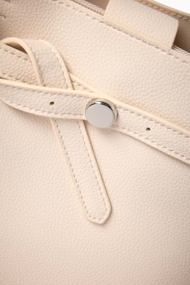 Femmes - Petit cabas à bandoulière amovible - matière synthétique - beige clair