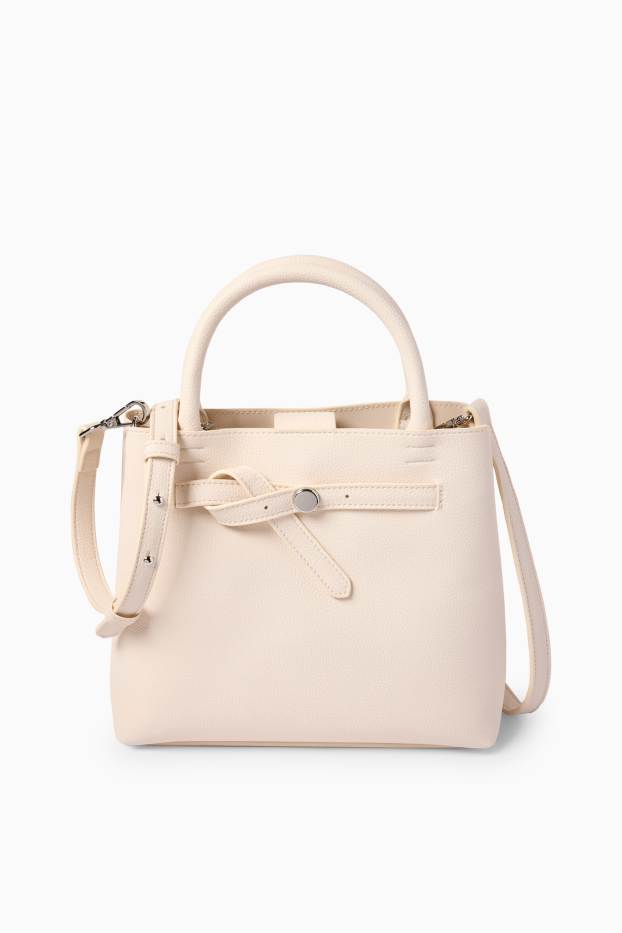 Femmes - Petit cabas à bandoulière amovible - matière synthétique - beige clair