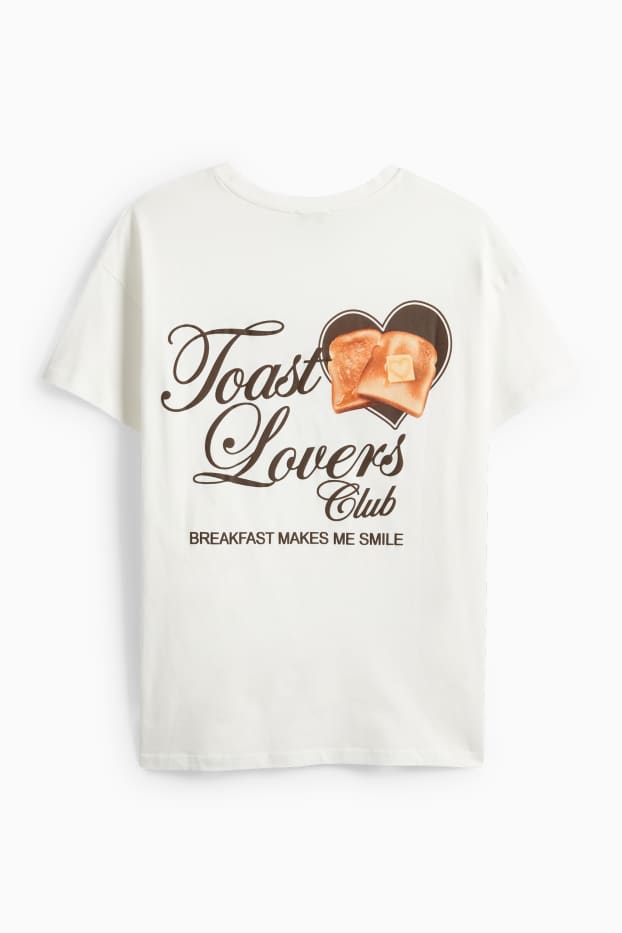 Dámské - Tričko - oversized - bílá