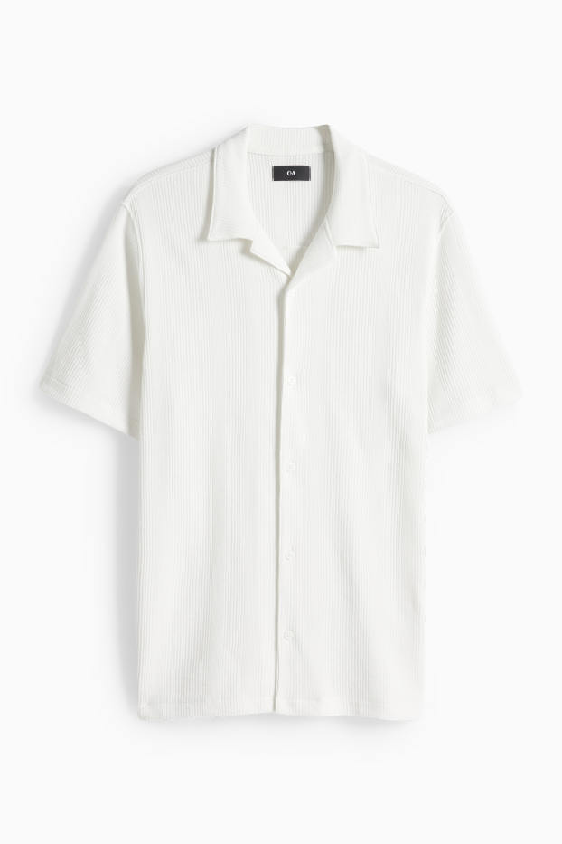 Herren - Hemd - Regular Fit - Reverskragen - strukturiert - weiss