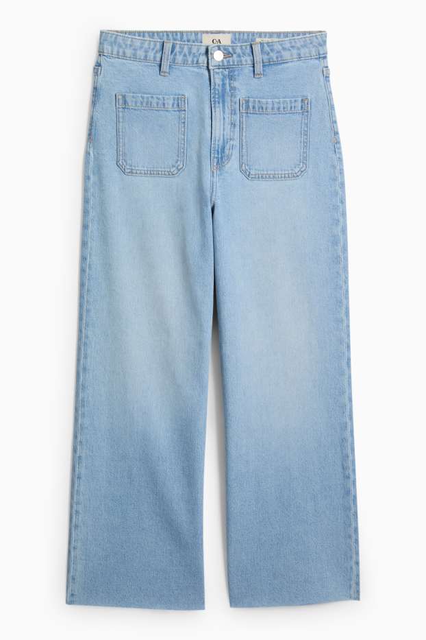 Donna - Jeans a gamba larga - vita media - blu