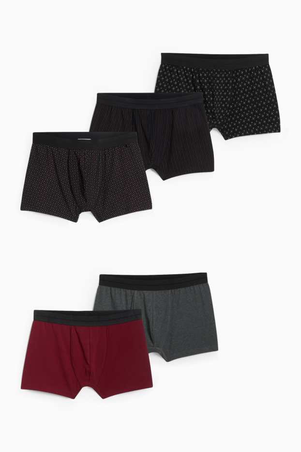 Herren - Multipack 5er - Trunks - bordeaux / schwarz