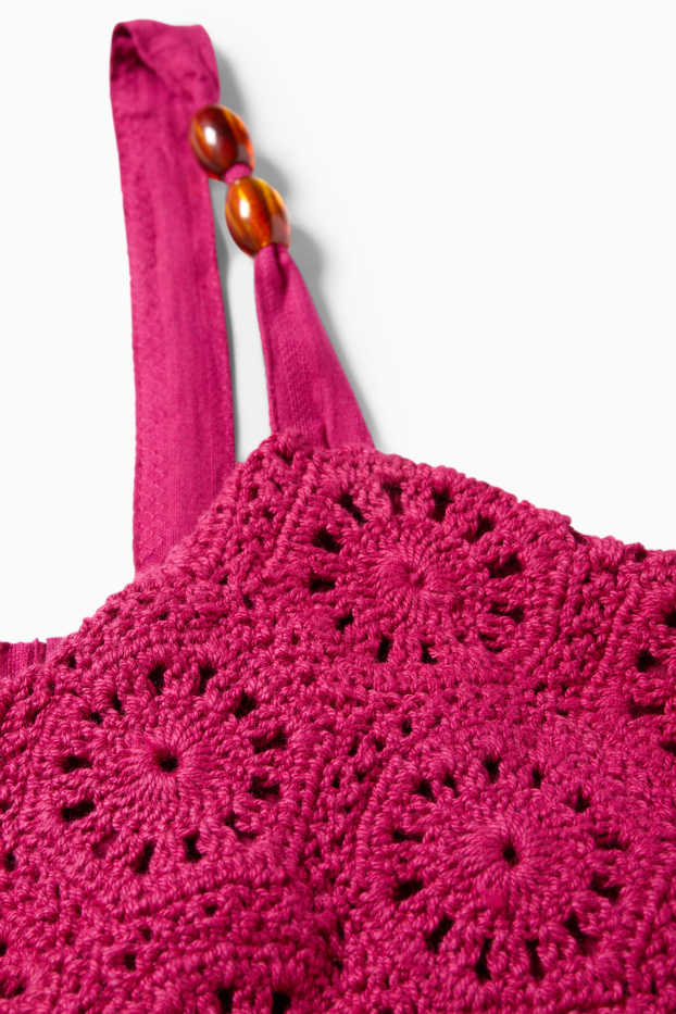 Children Girls - Dress - textured - dark rose