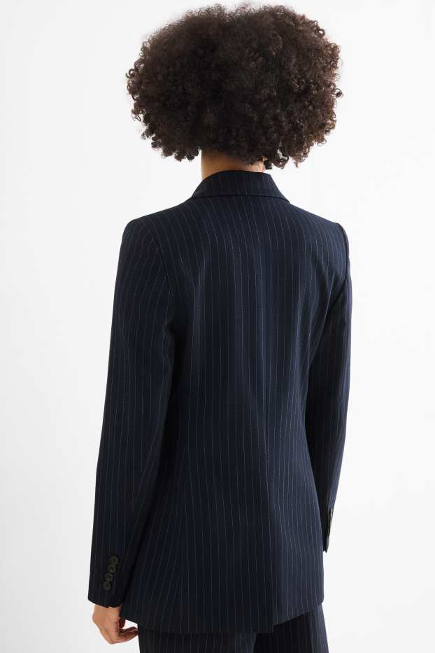 Dona - Blazer llarg - regular fit - ratlla diplomàtica - blau fosc