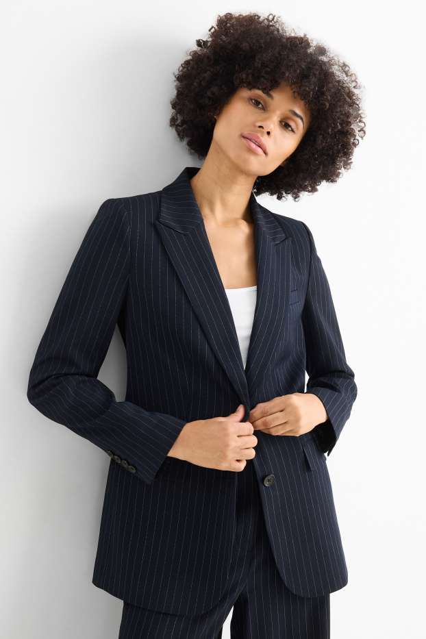 Dona - Blazer llarg - regular fit - ratlla diplomàtica - blau fosc