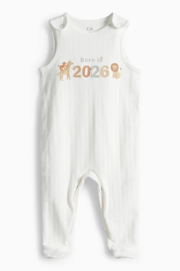 Unisex - Animale sălbatice - set cu salopetă - 2 piese - alb