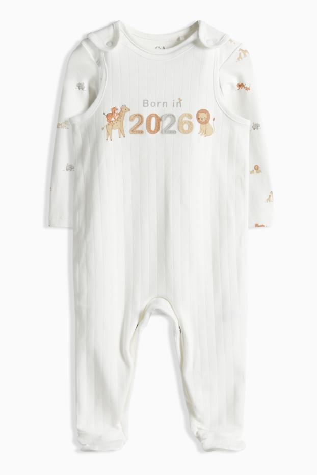 Unisex - Animale sălbatice - set cu salopetă - 2 piese - alb