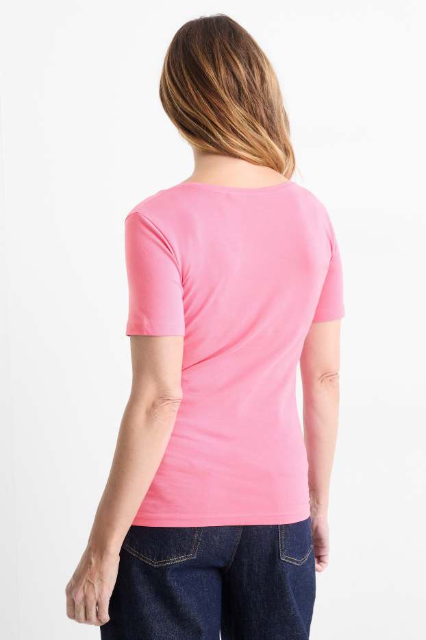 Dona - Samarreta de mànigues curtes - slim fit - fúcsia