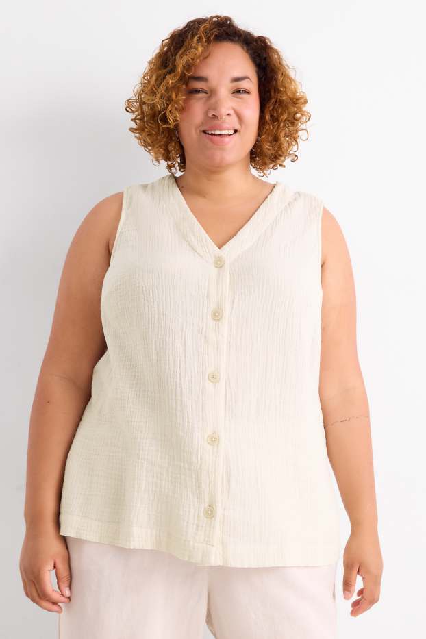 Damen - Top - cremefarben