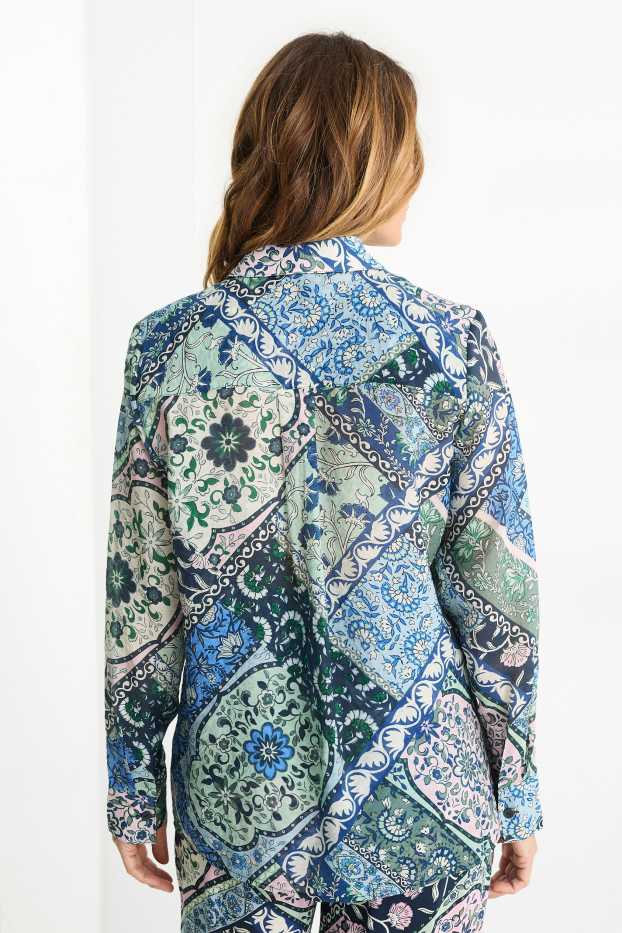 Femmes - Blouse-chemise - à motif - bleu foncé