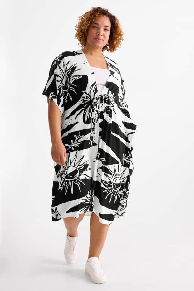 Women - Kimono - patterned - black / white